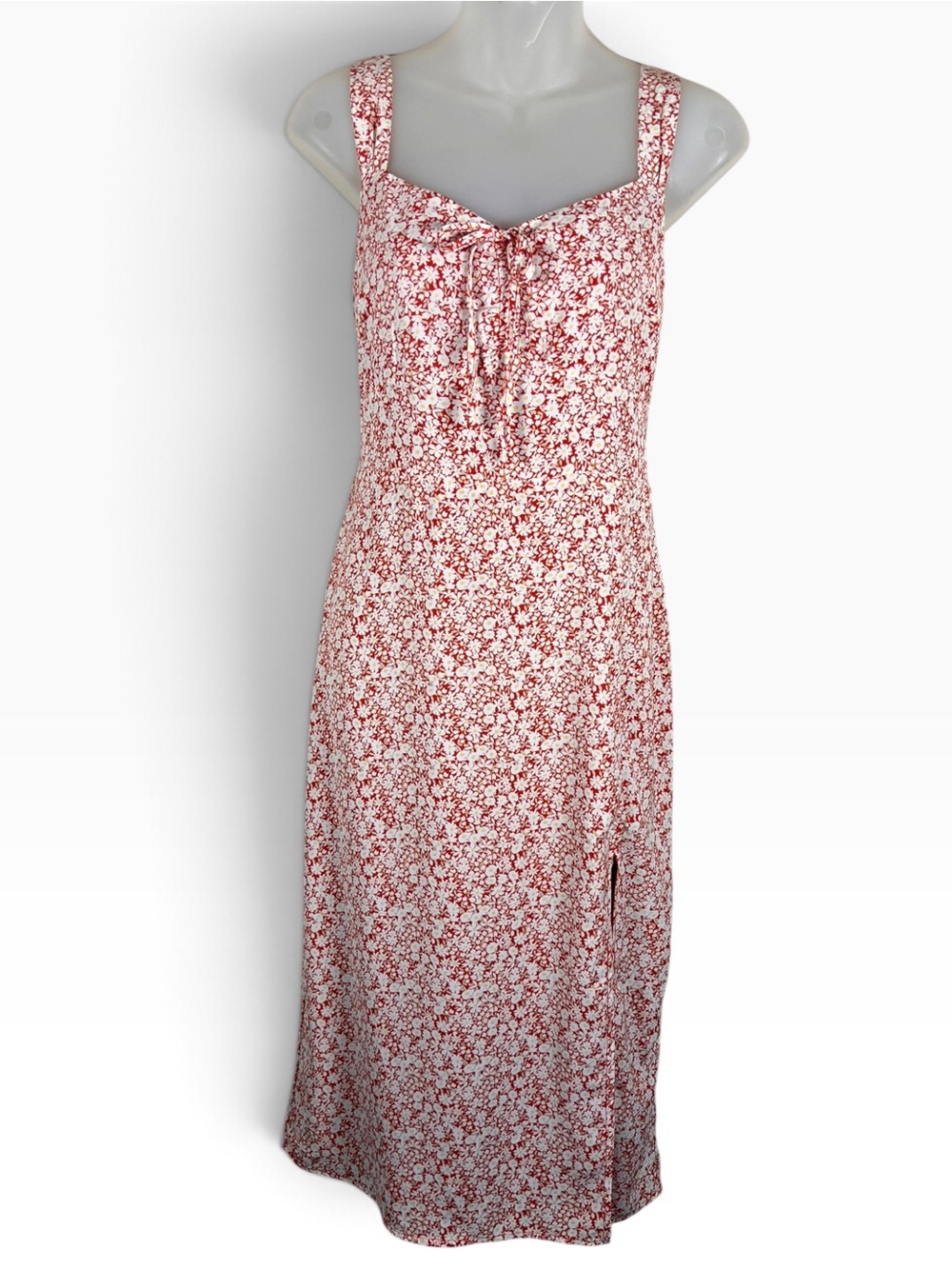 Abercrombie & Fitch Ditsy Floral Babydoll Midi Dress Size S Tie Front Coquette